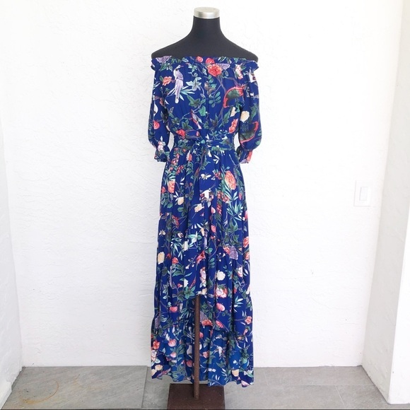 Beautiful Blue Bird High Low Italian Boho Maxi Dress - Picture 3 of 9
